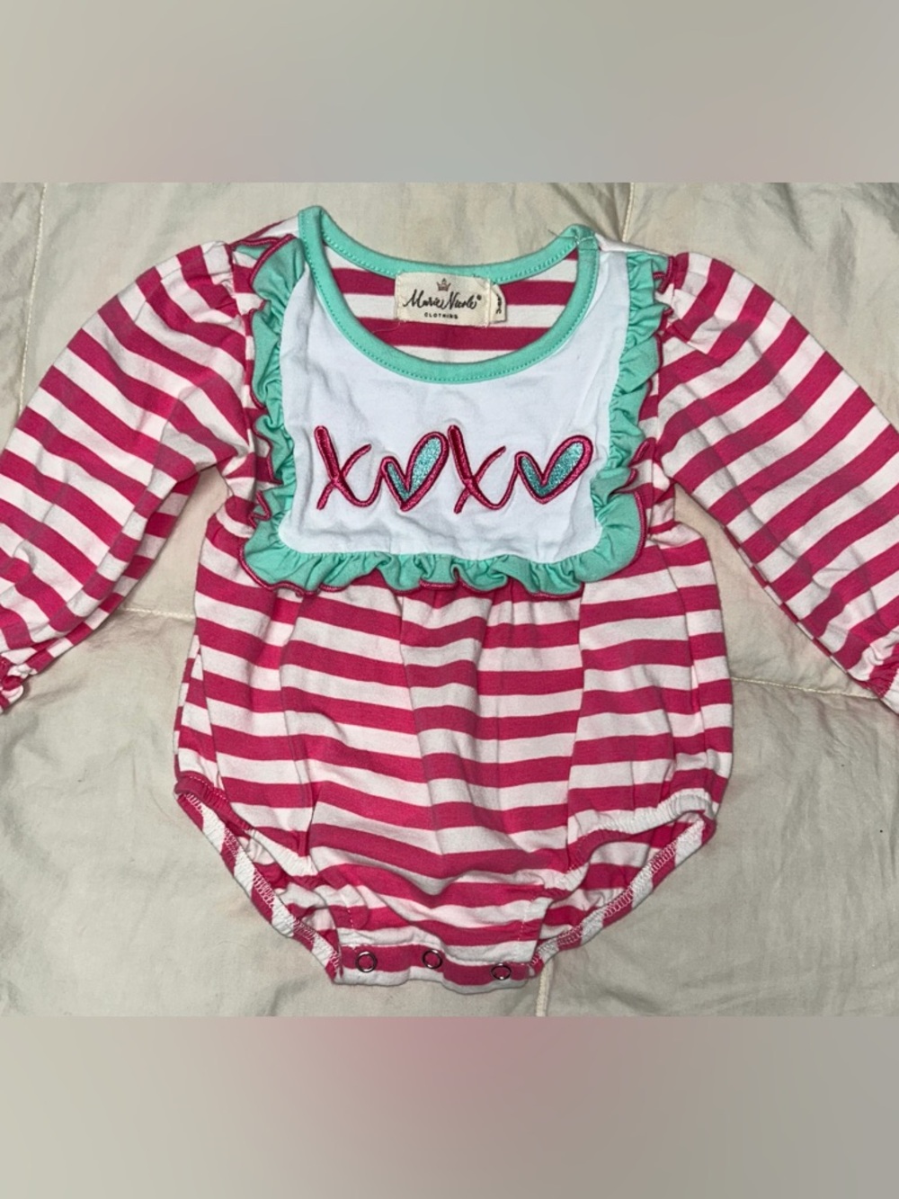 Marie Nicole pink/white long sleeve bubble sz 3-6 months smoke free home